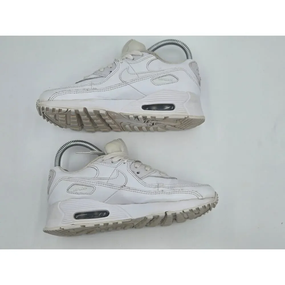 Nike Air Max 90 LTR GS Triple White Girls Sneakers Size 3Y CD6864-100